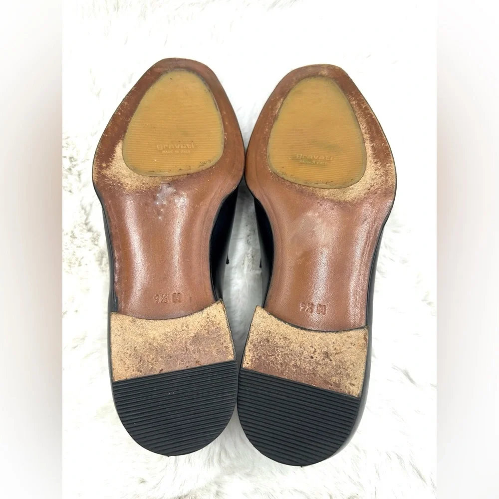 Gravati Black Leather Penny Loafers‎ Italy Mens 9.5 D like NEW dress shoes